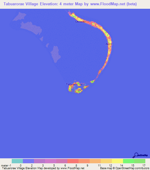 Tabuarorae Village,Kiribati Elevation Map