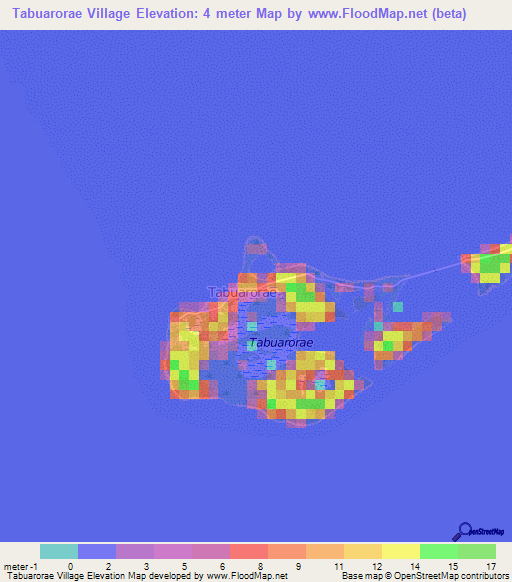 Tabuarorae Village,Kiribati Elevation Map