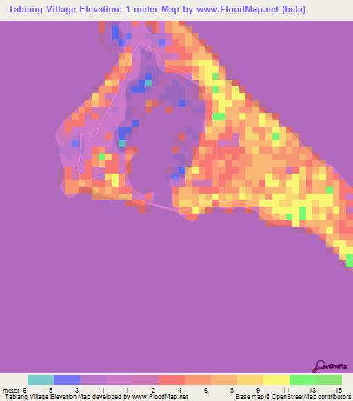 Tabiang Village,Kiribati Elevation Map
