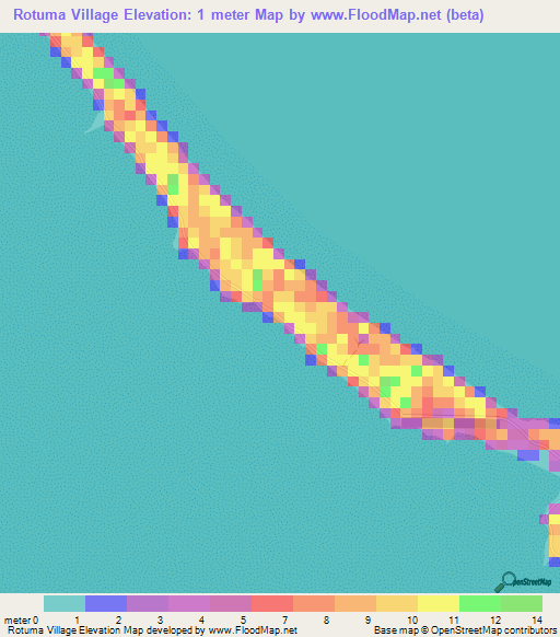 Rotuma Village,Kiribati Elevation Map