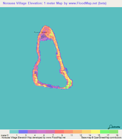 Norauea Village,Kiribati Elevation Map