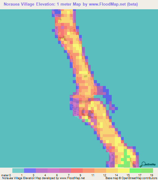 Norauea Village,Kiribati Elevation Map