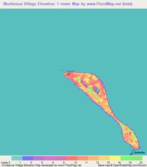 Muribenua Village,Kiribati Elevation Map
