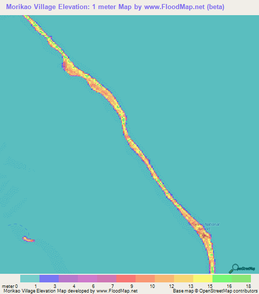 Morikao Village,Kiribati Elevation Map
