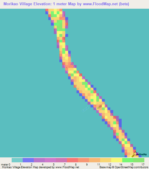 Morikao Village,Kiribati Elevation Map