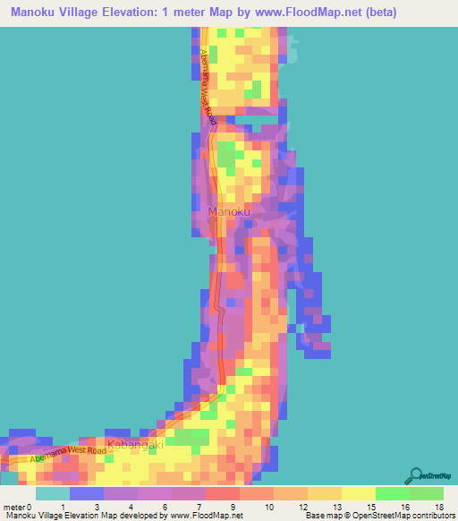 Manoku Village,Kiribati Elevation Map