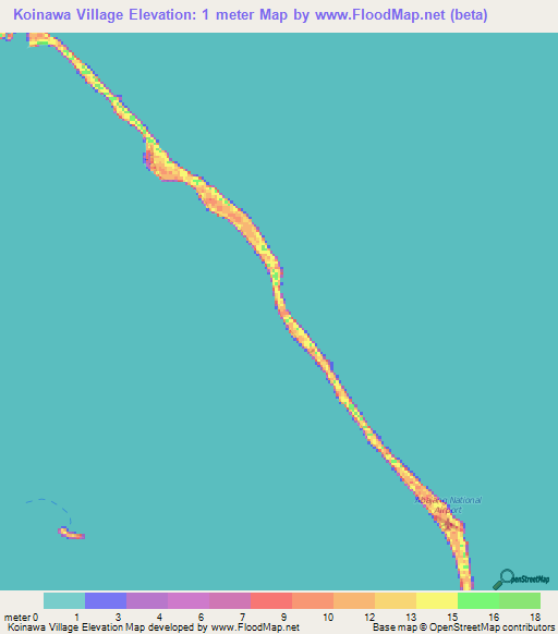 Koinawa Village,Kiribati Elevation Map