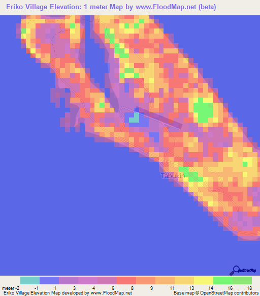 Eriko Village,Kiribati Elevation Map