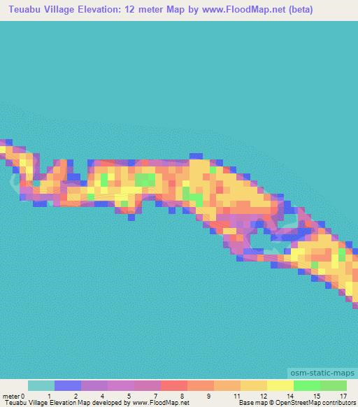 Teuabu Village,Kiribati Elevation Map