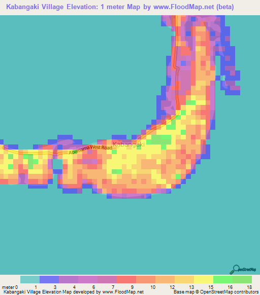 Kabangaki Village,Kiribati Elevation Map