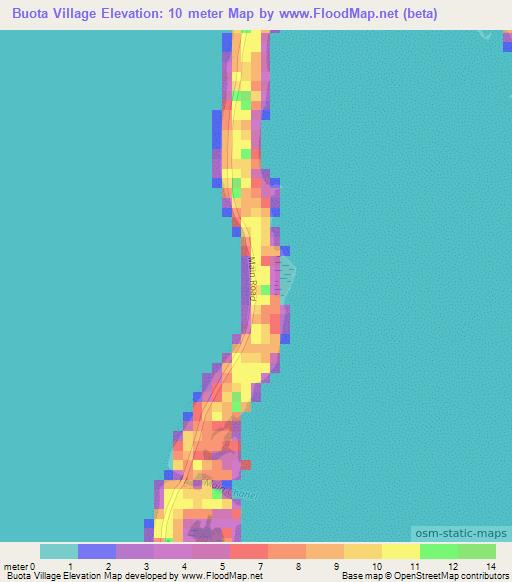 Buota Village,Kiribati Elevation Map