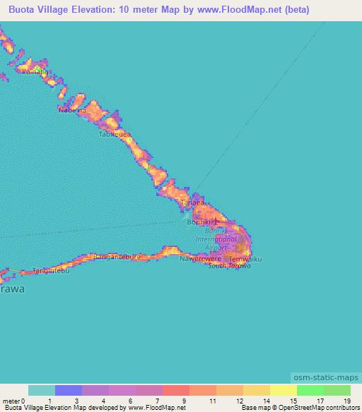 Buota Village,Kiribati Elevation Map