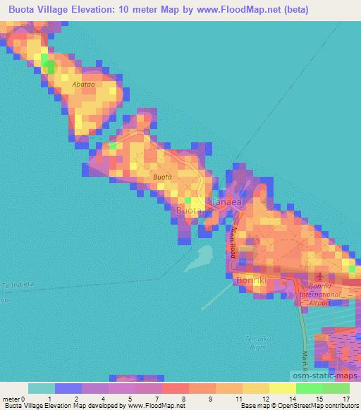 Buota Village,Kiribati Elevation Map