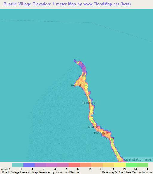 Buariki Village,Kiribati Elevation Map
