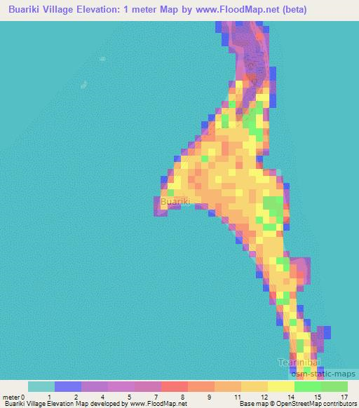 Buariki Village,Kiribati Elevation Map