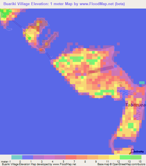 Buariki Village,Kiribati Elevation Map