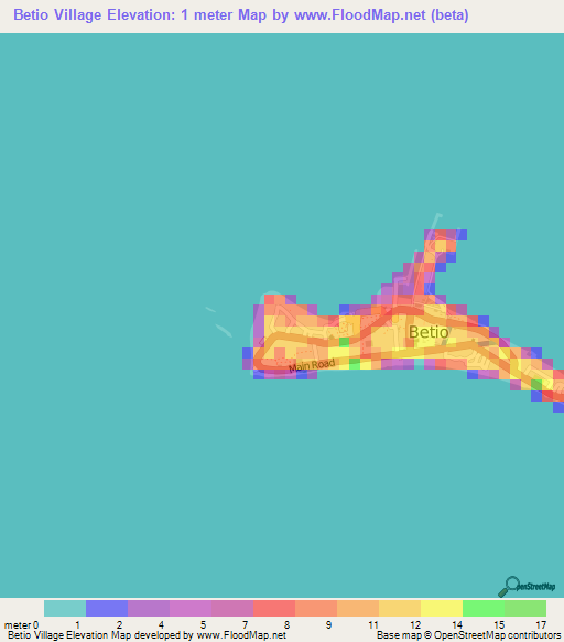 Betio Village,Kiribati Elevation Map