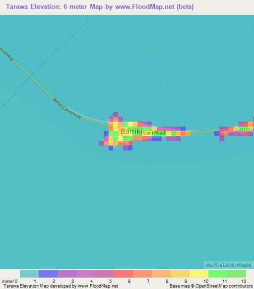 Tarawa,Kiribati Elevation Map