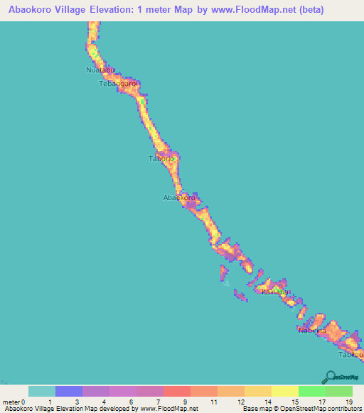 Abaokoro Village,Kiribati Elevation Map