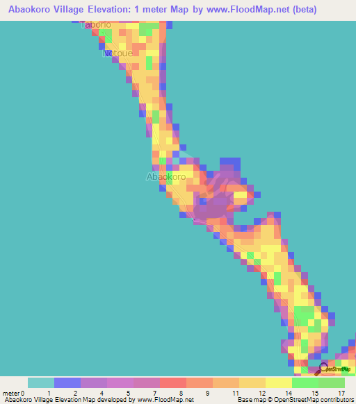 Abaokoro Village,Kiribati Elevation Map