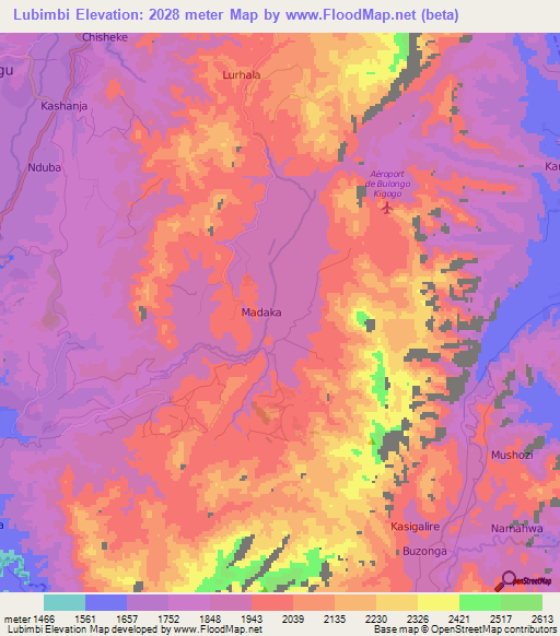 Lubimbi,Congo (Kinshasa) Elevation Map