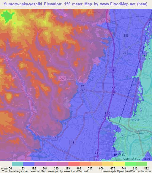 Yumoto-naka-yashiki,Japan Elevation Map