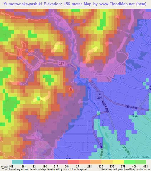 Yumoto-naka-yashiki,Japan Elevation Map
