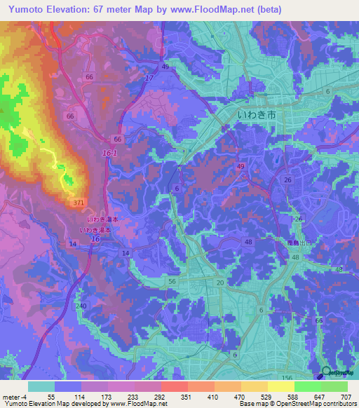 Yumoto,Japan Elevation Map