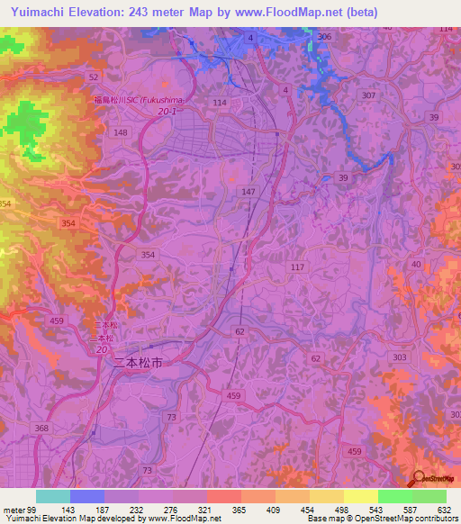Yuimachi,Japan Elevation Map