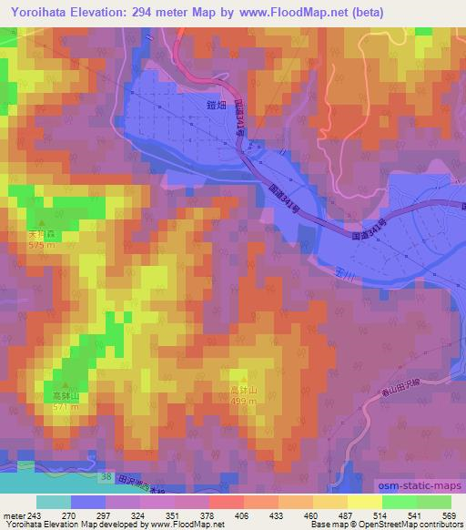 Yoroihata,Japan Elevation Map