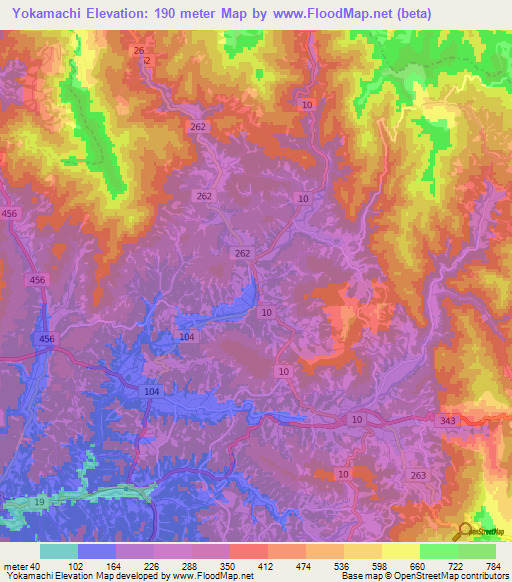 Yokamachi,Japan Elevation Map