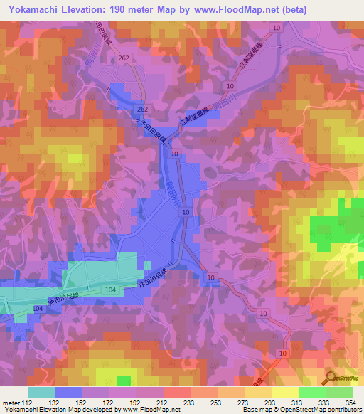 Yokamachi,Japan Elevation Map
