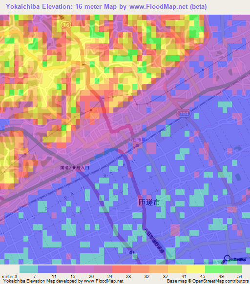 Yokaichiba,Japan Elevation Map