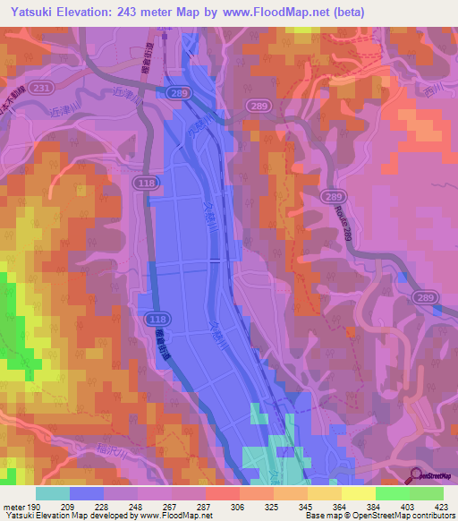 Yatsuki,Japan Elevation Map