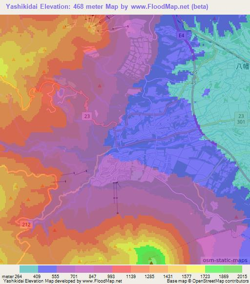 Yashikidai,Japan Elevation Map