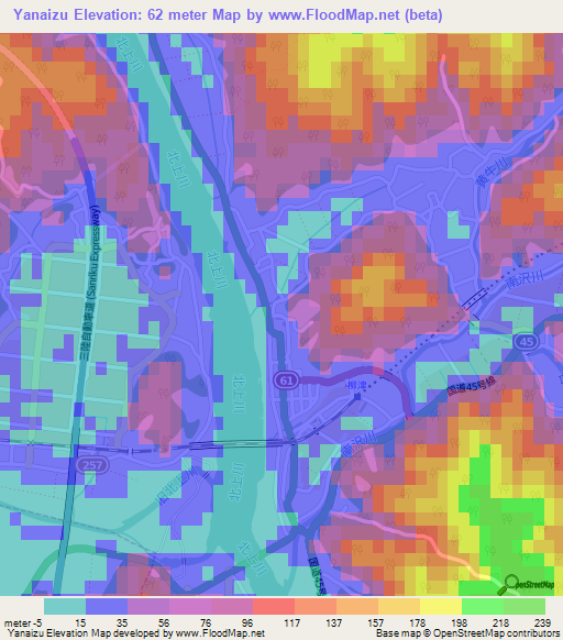 Yanaizu,Japan Elevation Map