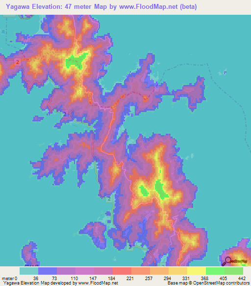 Yagawa,Japan Elevation Map