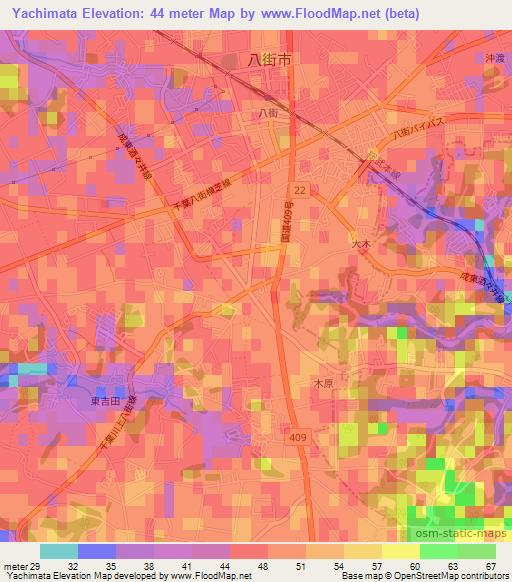 Yachimata,Japan Elevation Map