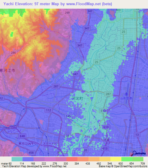 Yachi,Japan Elevation Map