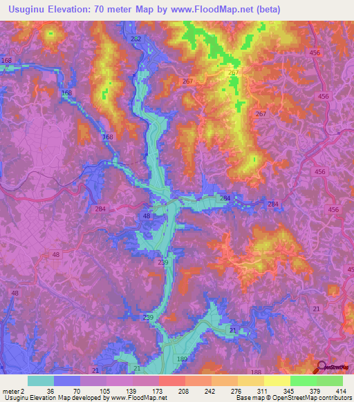 Usuginu,Japan Elevation Map
