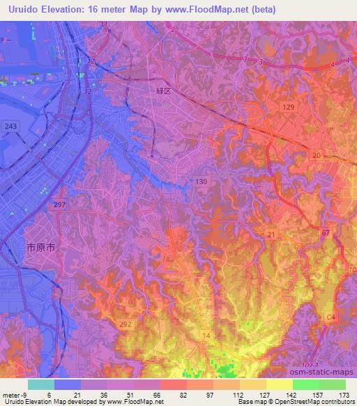 Uruido,Japan Elevation Map