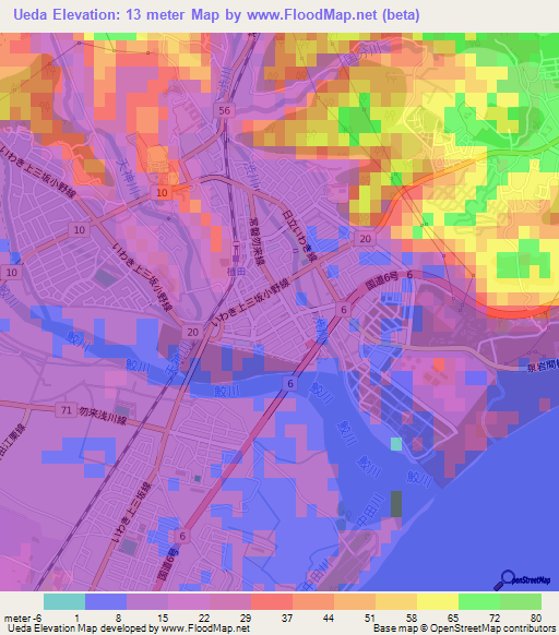 Ueda,Japan Elevation Map
