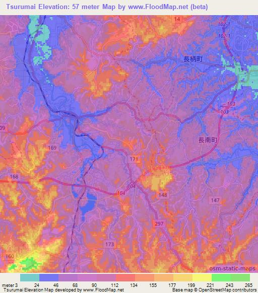 Tsurumai,Japan Elevation Map