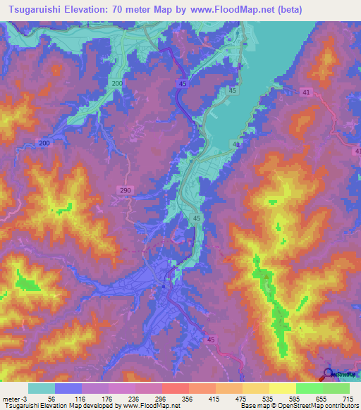 Tsugaruishi,Japan Elevation Map