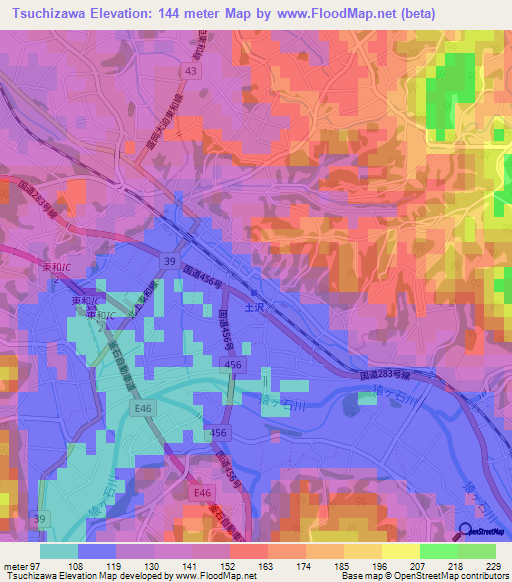 Tsuchizawa,Japan Elevation Map