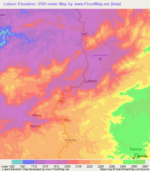 Lubero,Congo (Kinshasa) Elevation Map
