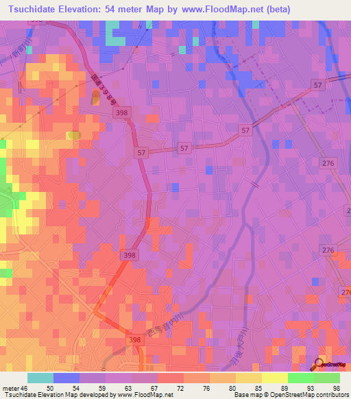 Tsuchidate,Japan Elevation Map