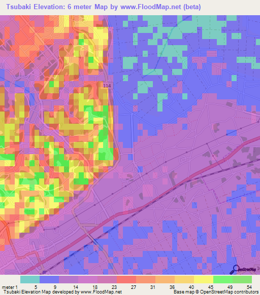 Tsubaki,Japan Elevation Map