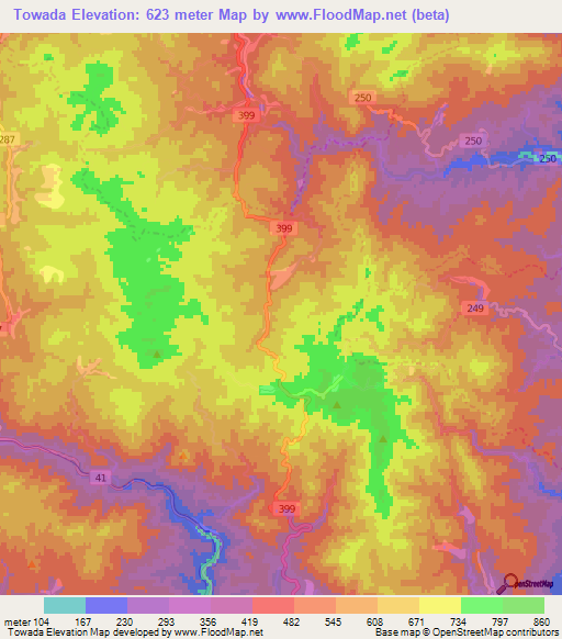 Towada,Japan Elevation Map