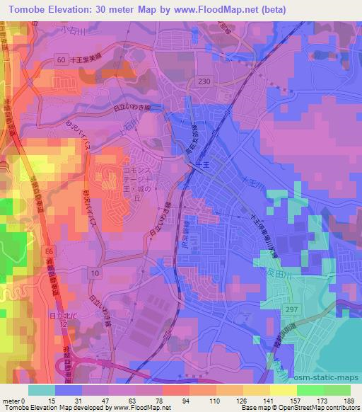 Tomobe,Japan Elevation Map